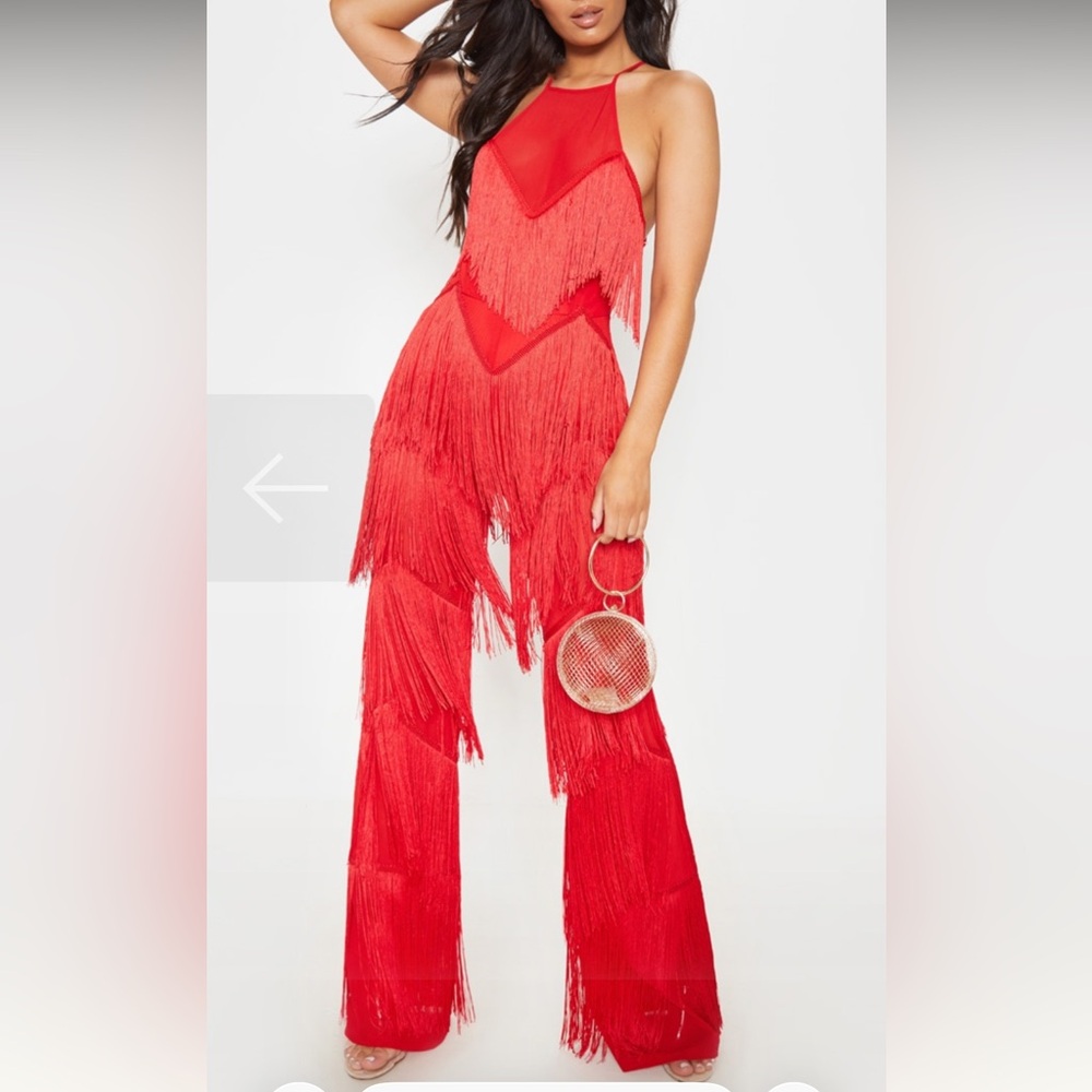 PLT Fringe Halter Neck Jumpsuit